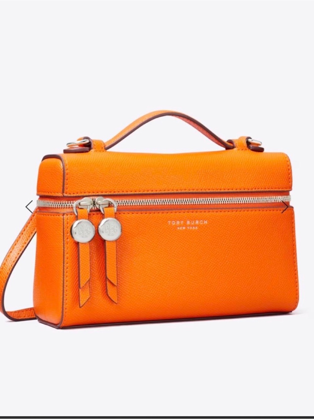 Tory Burch Bright Orange Leather Top-Handle Crossbody Bag